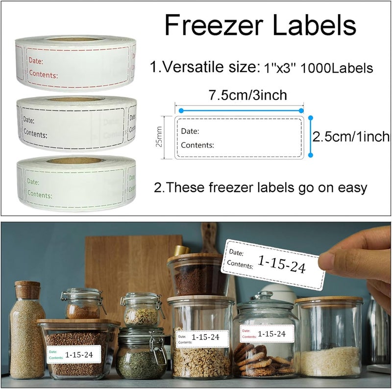 Chardime 1000pcs Freezer Labels,1x3 inch for Food containers,Food Labels Quick and Easy to Remove- Easy to Write on(White) - Image 2
